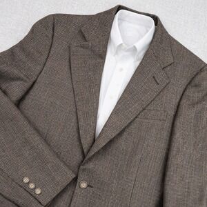 VTG 80s Cricketeer Wool Sport Coat Blazer Men 38 Brown Houndstooth Academia Ivy